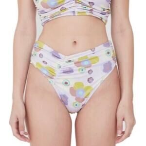 Free People Beth Richards Solid Delrey Bikini Bottom Lavender 70’s Floral M NWOT